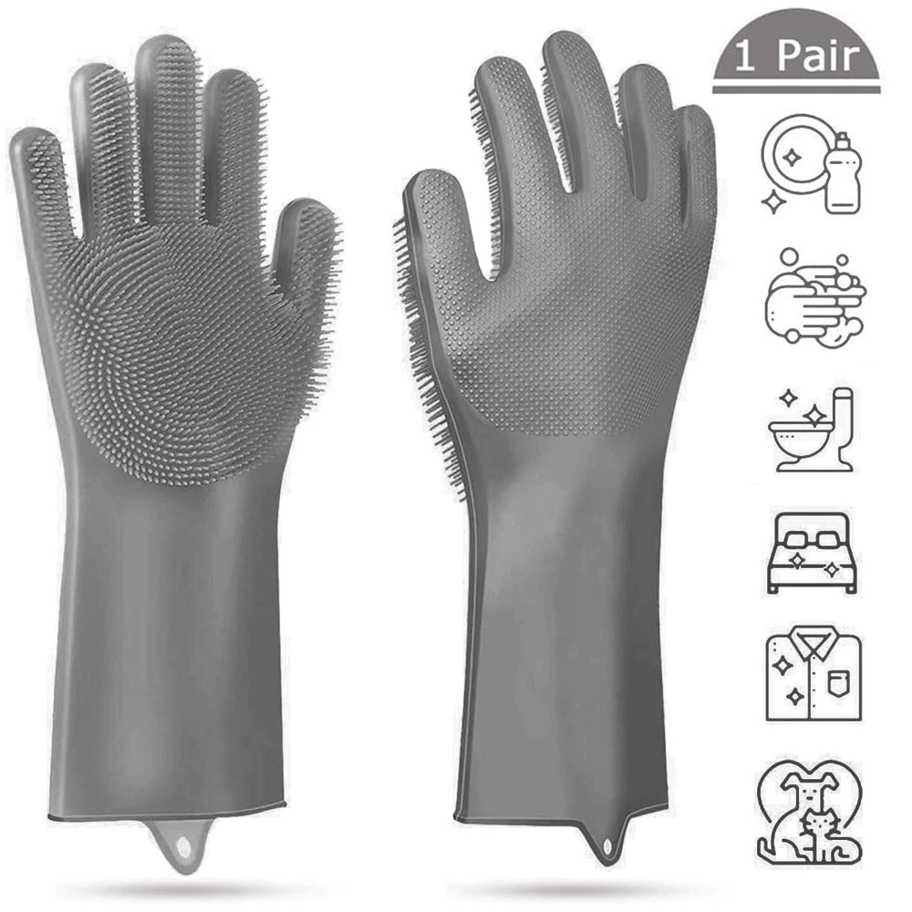 Kitchen Gloves | 1 Pair Gloves Kitchen Silicone Cleaning Gloves Magic Silicone Dish Washing Glove for Household Scrubber Rubber Kitchen Clean Tool