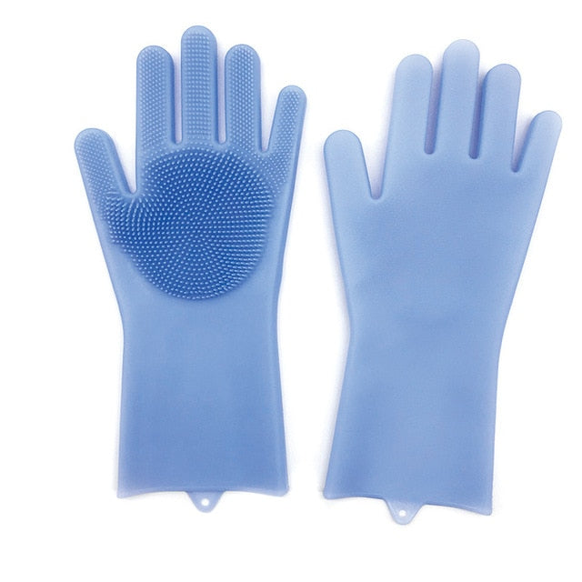 Kitchen Gloves | 1 Pair Gloves Kitchen Silicone Cleaning Gloves Magic Silicone Dish Washing Glove for Household Scrubber Rubber Kitchen Clean Tool