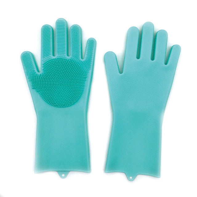 Kitchen Gloves | 1 Pair Gloves Kitchen Silicone Cleaning Gloves Magic Silicone Dish Washing Glove for Household Scrubber Rubber Kitchen Clean Tool