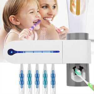 Automatic Toothpaste Squeezers Dispenser and Sterilizer | 3 in 1 UV Light Ultraviolet Toothbrush Sterilizer Toothbrush Holder Automatic Toothpaste Squeezers Dispenser Oral Care US/EU/UK