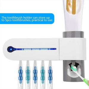 Automatic Toothpaste Squeezers Dispenser and Sterilizer | 3 in 1 UV Light Ultraviolet Toothbrush Sterilizer Toothbrush Holder Automatic Toothpaste Squeezers Dispenser Oral Care US/EU/UK