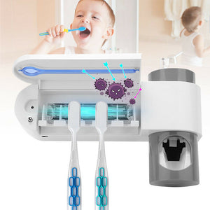 Automatic Toothpaste Squeezers Dispenser and Sterilizer | 3 in 1 UV Light Ultraviolet Toothbrush Sterilizer Toothbrush Holder Automatic Toothpaste Squeezers Dispenser Oral Care US/EU/UK