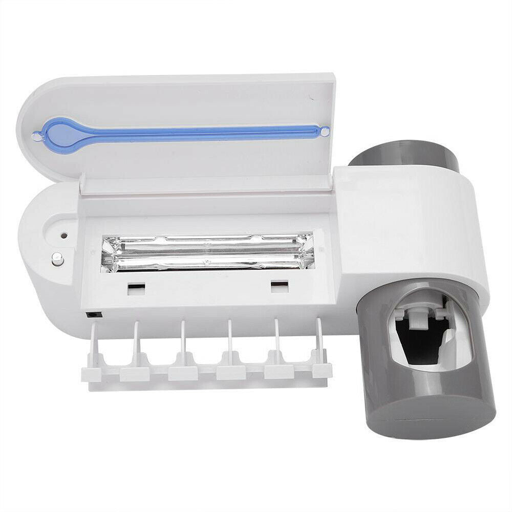 Automatic Toothpaste Squeezers Dispenser and Sterilizer | 3 in 1 UV Light Ultraviolet Toothbrush Sterilizer Toothbrush Holder Automatic Toothpaste Squeezers Dispenser Oral Care US/EU/UK