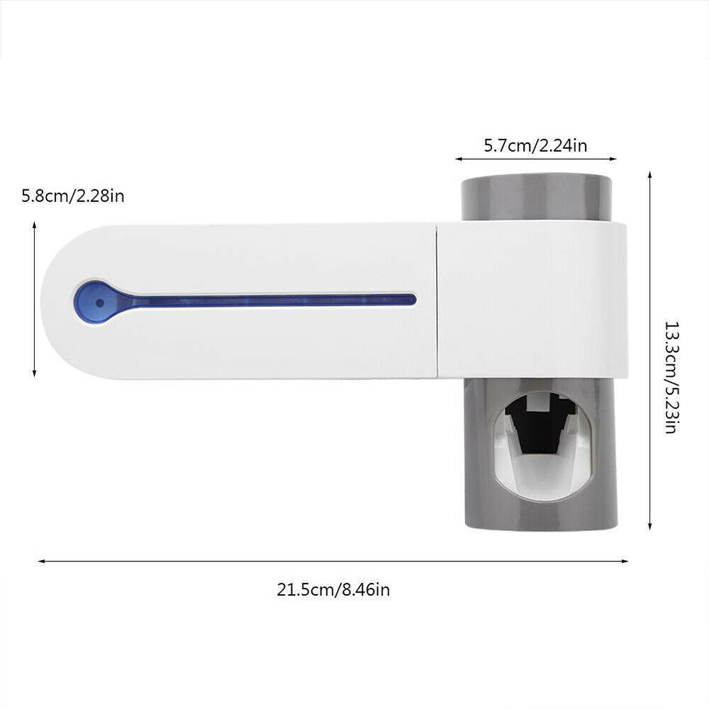 Automatic Toothpaste Squeezers Dispenser and Sterilizer | 3 in 1 UV Light Ultraviolet Toothbrush Sterilizer Toothbrush Holder Automatic Toothpaste Squeezers Dispenser Oral Care US/EU/UK