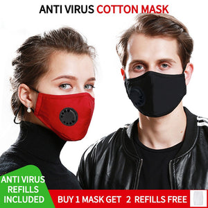 Reusable KN 95 Mask | KN 95 Anti-Pollution Mask PM 2.5 N 95 Face Mask Anti-Dust Mask Respirator Masks Cotton Unisex Against Dirt Dust Protection Masks + Free 2 Filters