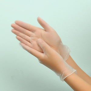 Anti-Bacterial Transparent Gloves | 100 Pcs Disposable 9 Inch PVC Transparent Gloves Anti-Puncture Ability Tapered Cuffs Anti-Bacterial Penetration