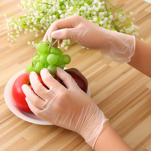 Anti-Bacterial Transparent Gloves | 100 Pcs Disposable 9 Inch PVC Transparent Gloves Anti-Puncture Ability Tapered Cuffs Anti-Bacterial Penetration