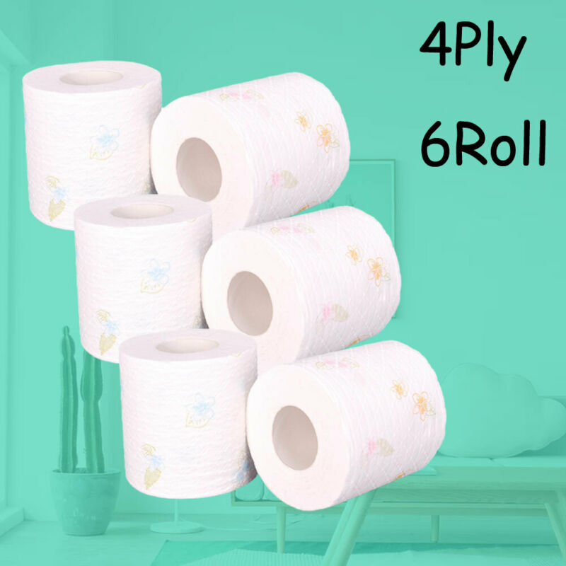 Toilet Paper Roll | Toilet Paper Roll Papier Toilette Toilet Tissue Printing Pattern Paper Toilet Tissue Roll Pack 6 Rolls 4 Ply Paper Towels Tissue